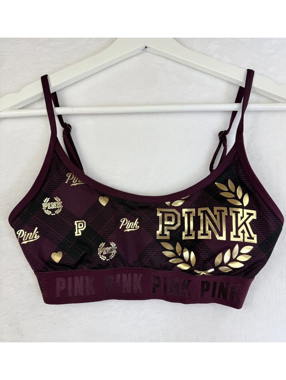 Victoria Secret Pink Sports Bra Small Burgundy Womens
